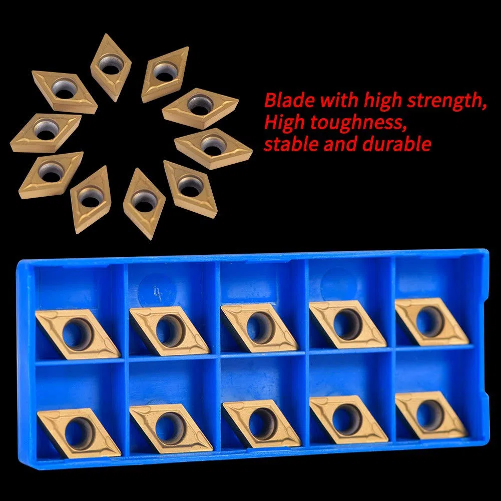10 Piezas de Insertos de Torno de Carburo CNC DCMT Insertos de Torneado Herramientas de Torneado de Torno con Caja