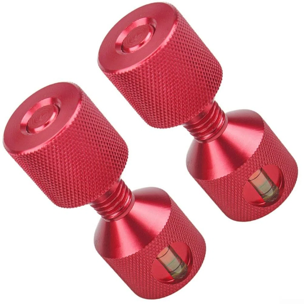Juego de pines de ubicación de brida de aluminio con nivel incorporado, herramienta de localización de dos agujeros para alineación de tuberías de 1-1/8 pies (rojo 2 piezas)