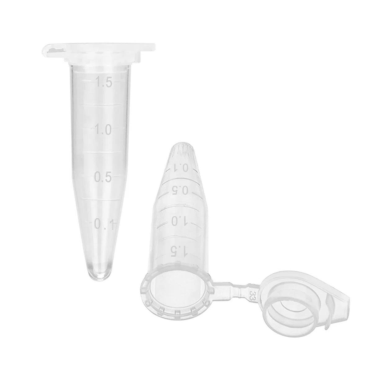 2000 mini tubos centrífugos de 1,5 ml de plástico transparente raduado con tapa a presión