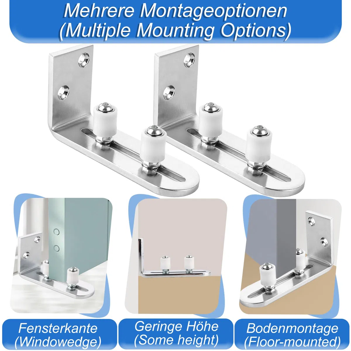 2 guías de suelo para puertas correderas, guía de suelo ajustable, rodillo de guía inferior para puertas correderas, rodamiento de bolas de metal de acero al carbono para puerta de granero