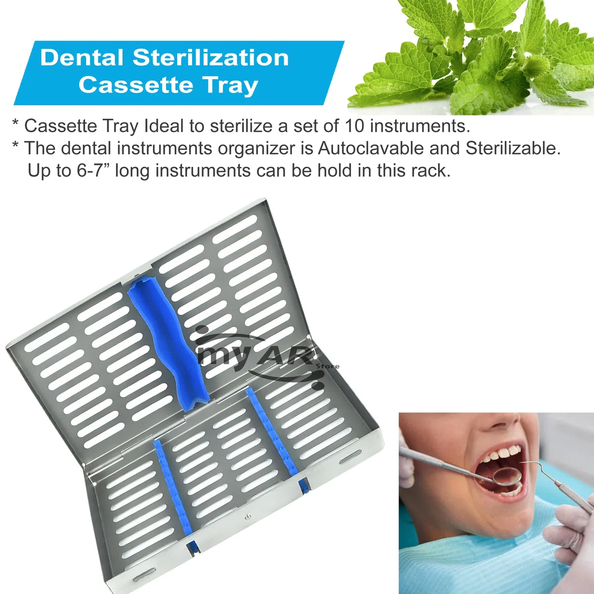 Bandeja de casete de esterilización, autoclave de diseño premium para dental, organizador de instrumentos para 5, 7, 10, 15 y 20 piezas (10 unidades de casete de sujeción)