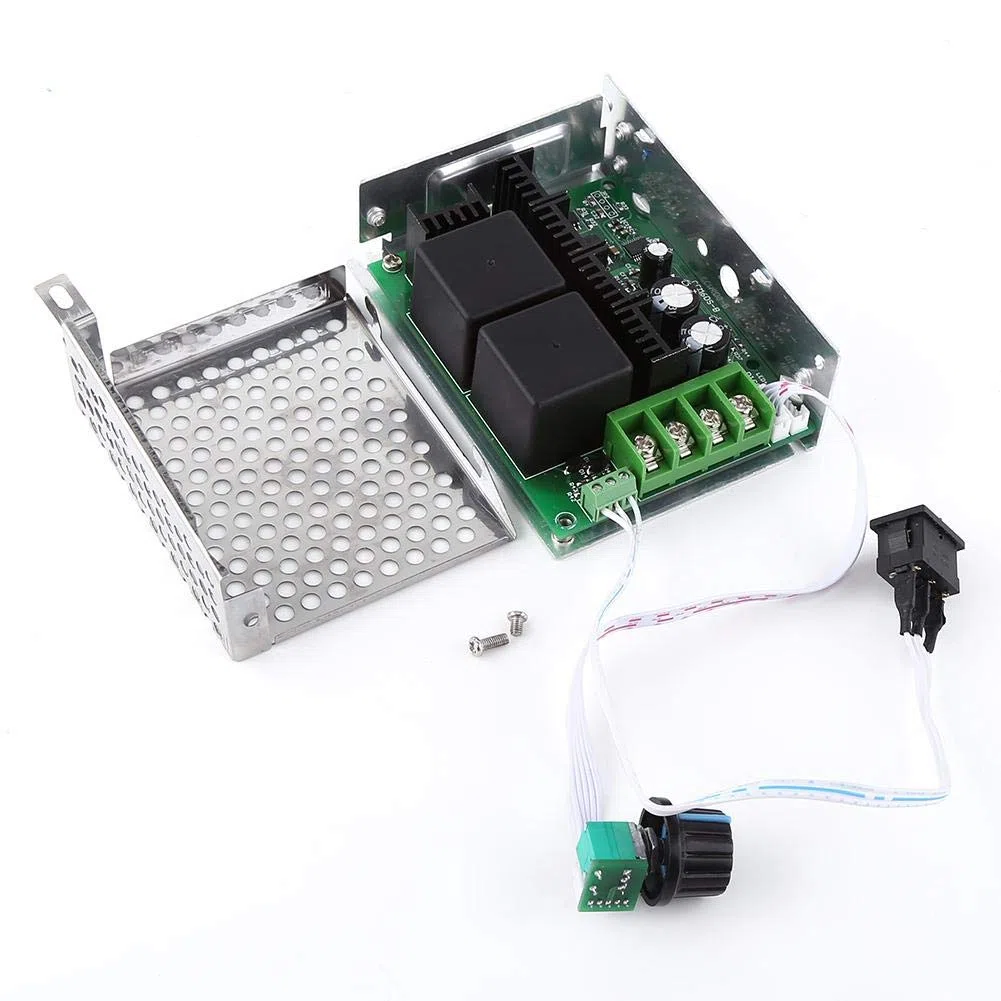 Controlador de velocidad del motor de DC, PWM 10V-50V 40A, Gobernador de velocidad del motor de alta potencia con Interruptor para cambiar de dirección 12V 24V 36V