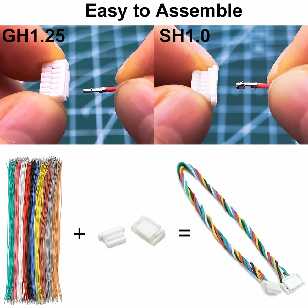 Kit de cables y conectores preengarzados GH1.25 a SH1.0 compatible con JST GH 1.25 mm y JST SH 1.0 mm para Pixhawk Cube 6C 6X Pixhawk4