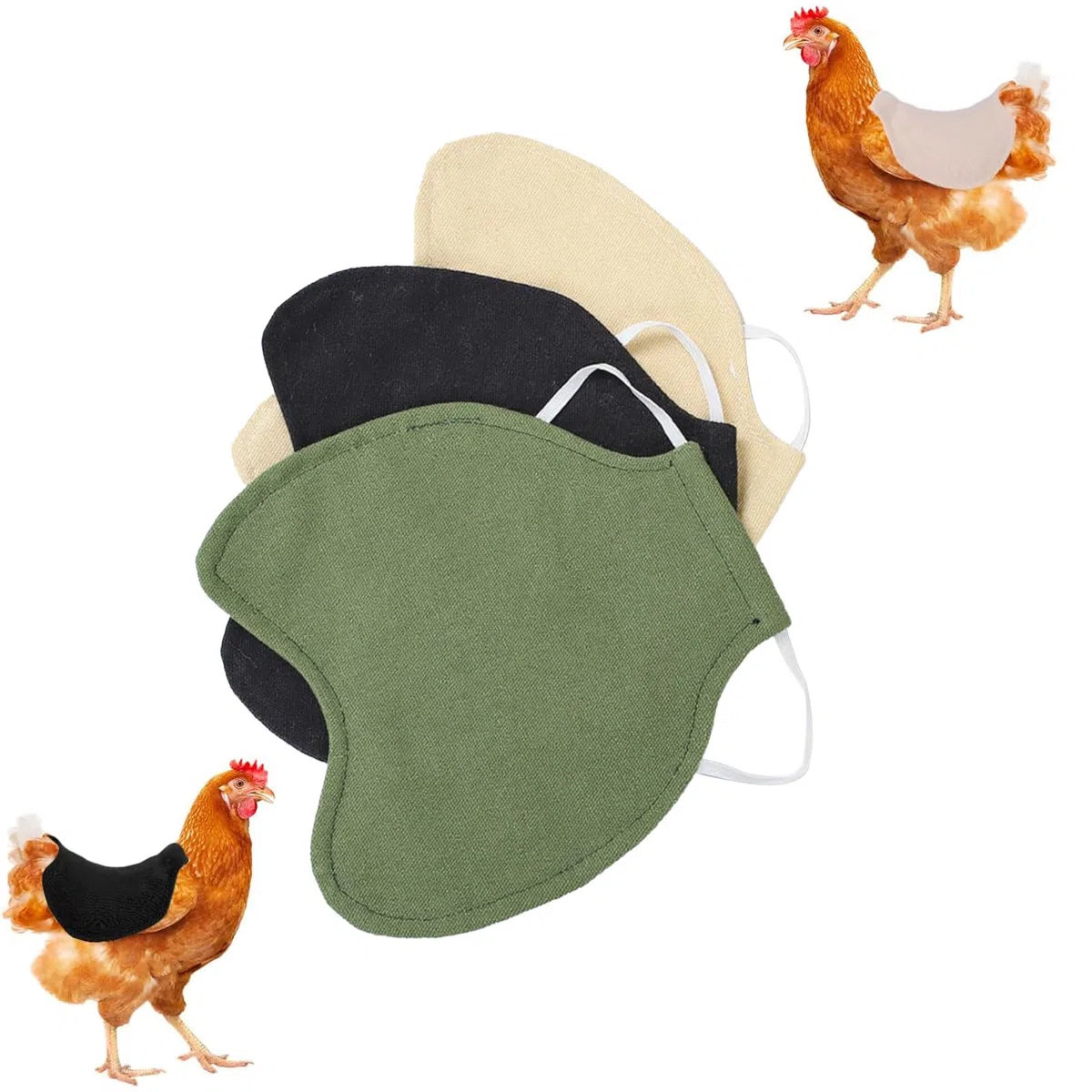3 Piezas Sillín de Pollo, Delantal de Protección de Aves de Corral, Sillín de Pollo Sillín de Gallina Sillin para Gallina Delantal, Delantales Cómodos Gallinas Protector Espalda