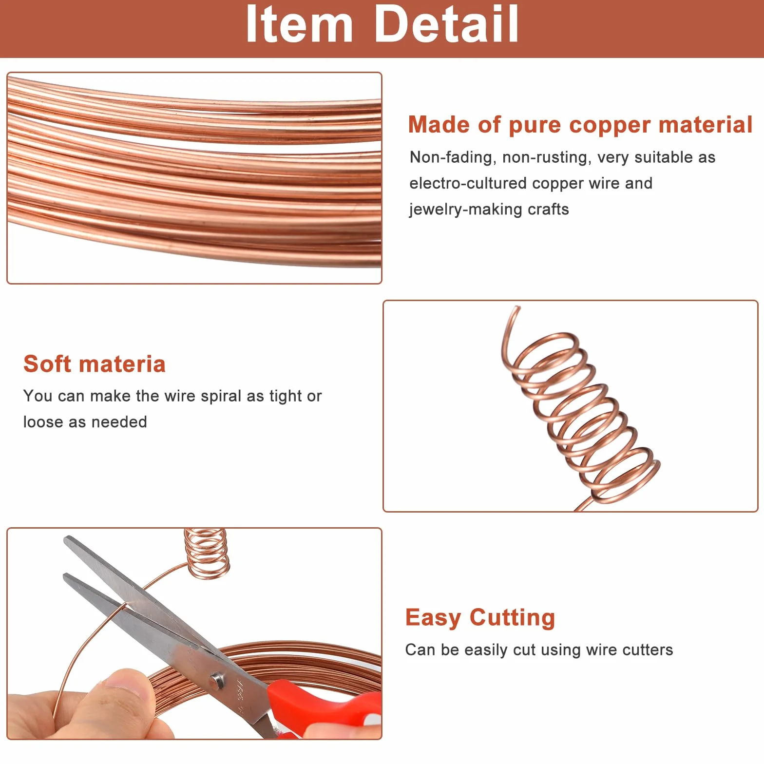 QUARKZMAN Alambre De Cobre Suave (Calibre 8, 19.5 Pies), Alambre De Cobre Desnudo 99.9% Puro 3mm Alambre Sólido Para Manualidades DIY Decoración Jardinería (6 Metros)