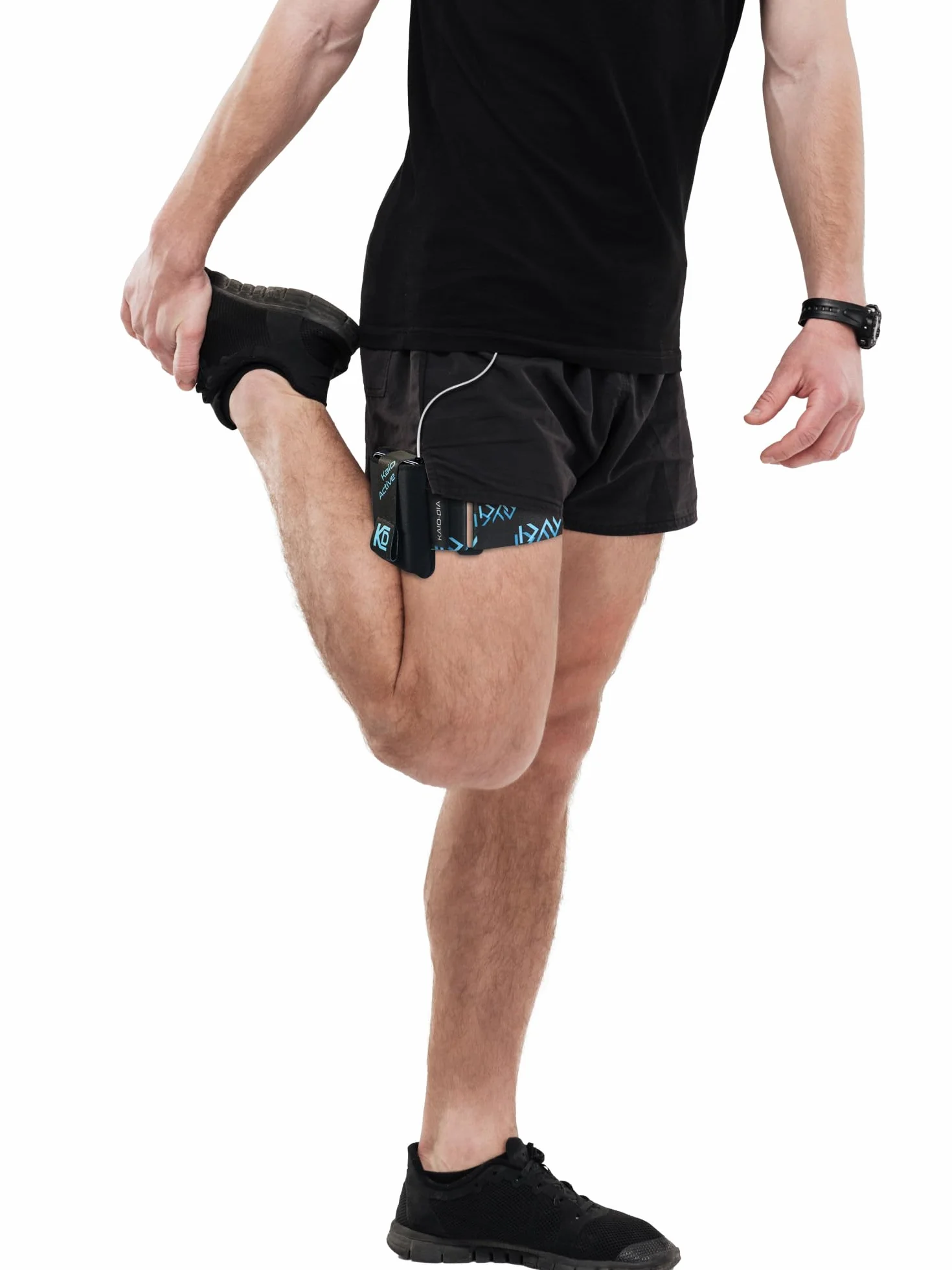 Correa de pierna para bomba de insulina ajustable + bolsita - Banda para diabéticos deportivos (38-78 cm -14,96-30,71 in)