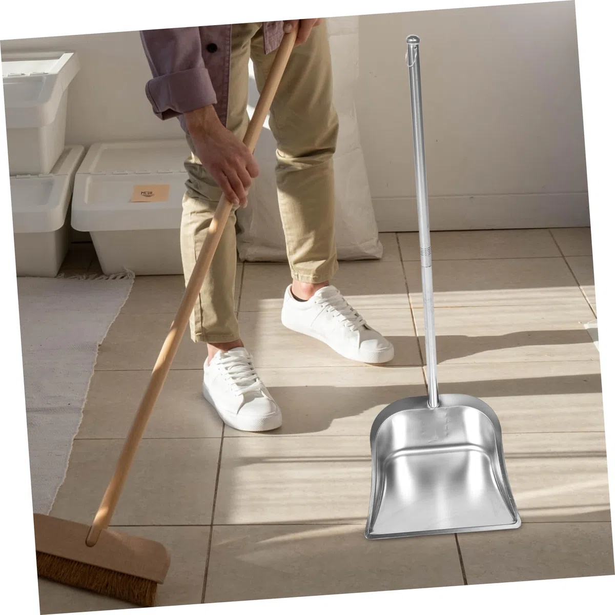 Amosfun Recogedor de Basura Limpieza y Uso Cómodo de Acero Inoxidable con Mango Ergonómico, para Cocina y Bar