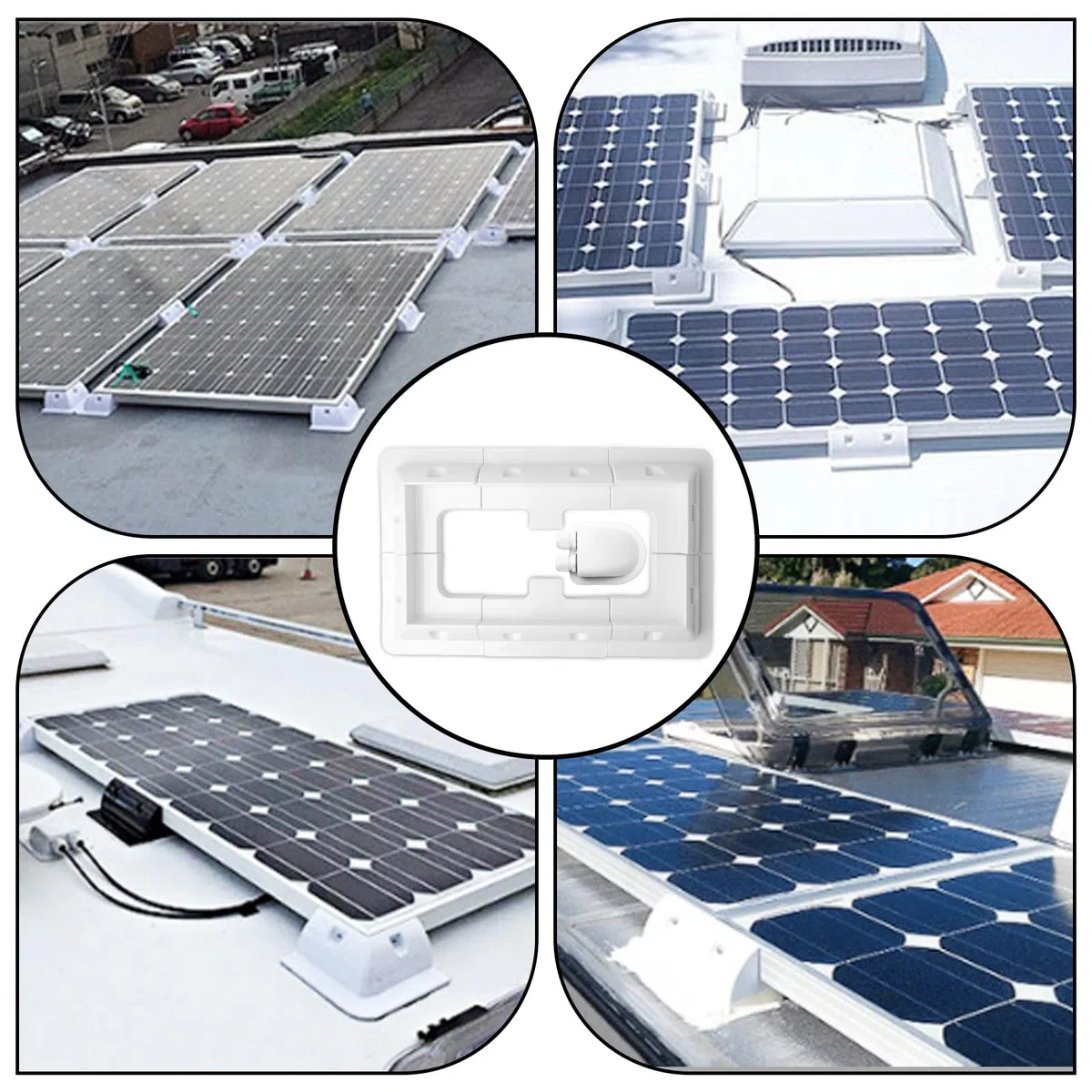 7 soportes de panel solar para autocaravana, soporte de montaje para panel solar, soportes laterales, ABS para paneles solares, soporte de esquina para paneles solares, juego de soportes de esquina