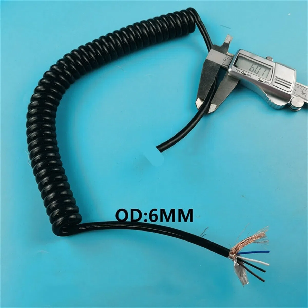Muelle Espiral Cable blindado telescópico en espiral de 6 núcleos 22AWG, Cable elástico de 1 metro, 10 metros, 12 metros, Cable de resorte de superficie mate Retráctil Bobina (Size : Stretch 2 meter