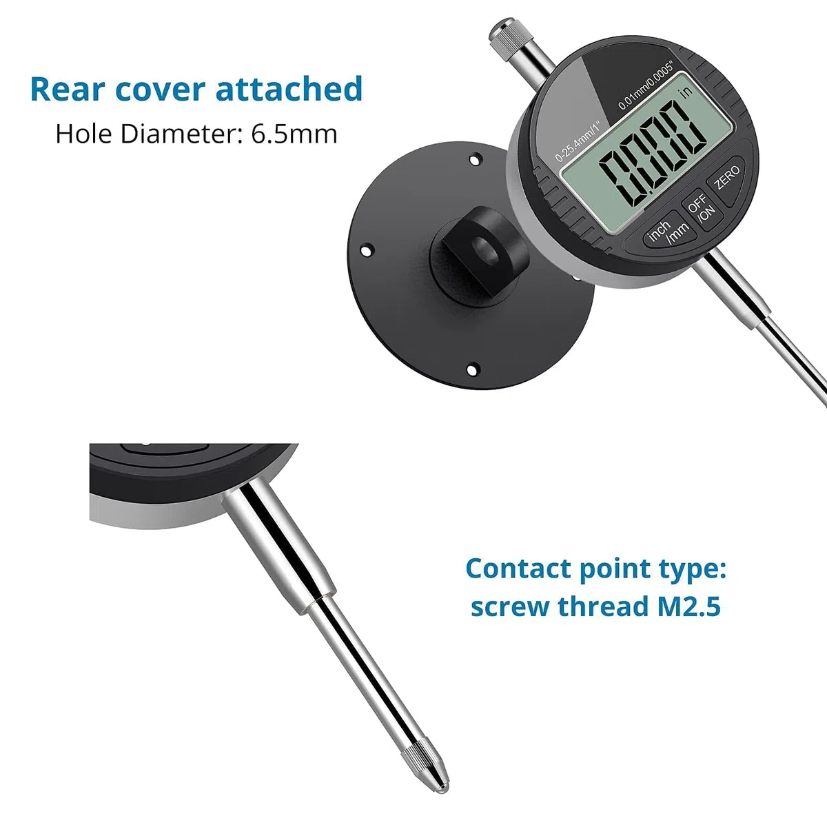 AUTOUTLET Indicador digital DTI Indicador de cuadrante digital DTI 0.01/0.0005 '' Indicador de sonda digital 0-25.4mm / 1 '' Relojes comparadores Indicadores de Prueba de Cuadrante Electrónico