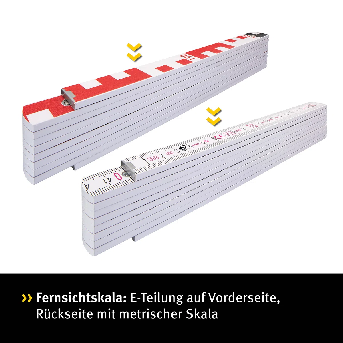 STABILA Regla plegable de madera tipo 1407 GEO de 3 m, escala métrica blanca/escala geográfica