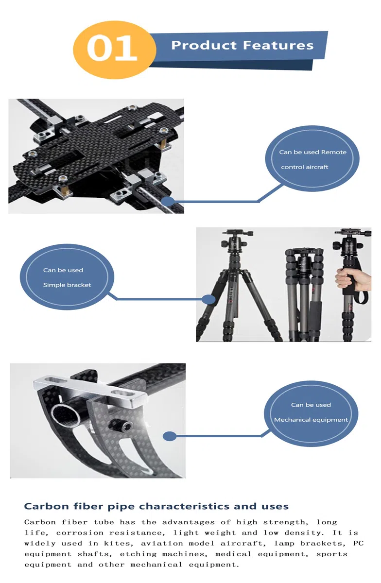 (2 piezas) Tubo de fibra de carbono 3K, longitud 500 mm, diámetro exterior 12 mm, diámetro interior 10 mm, sarga brillante, para marco UAV.