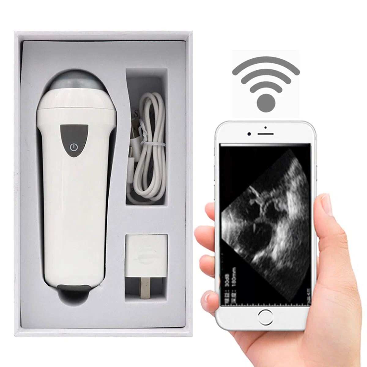 El Nuevo escáner de ultrasonido portátil inalámbrico con sonda Convexa de 3,5 MHz para Cerdos,ovejas,Cabras,ultrasonido Veterinario,probador de Embarazadas,Negro