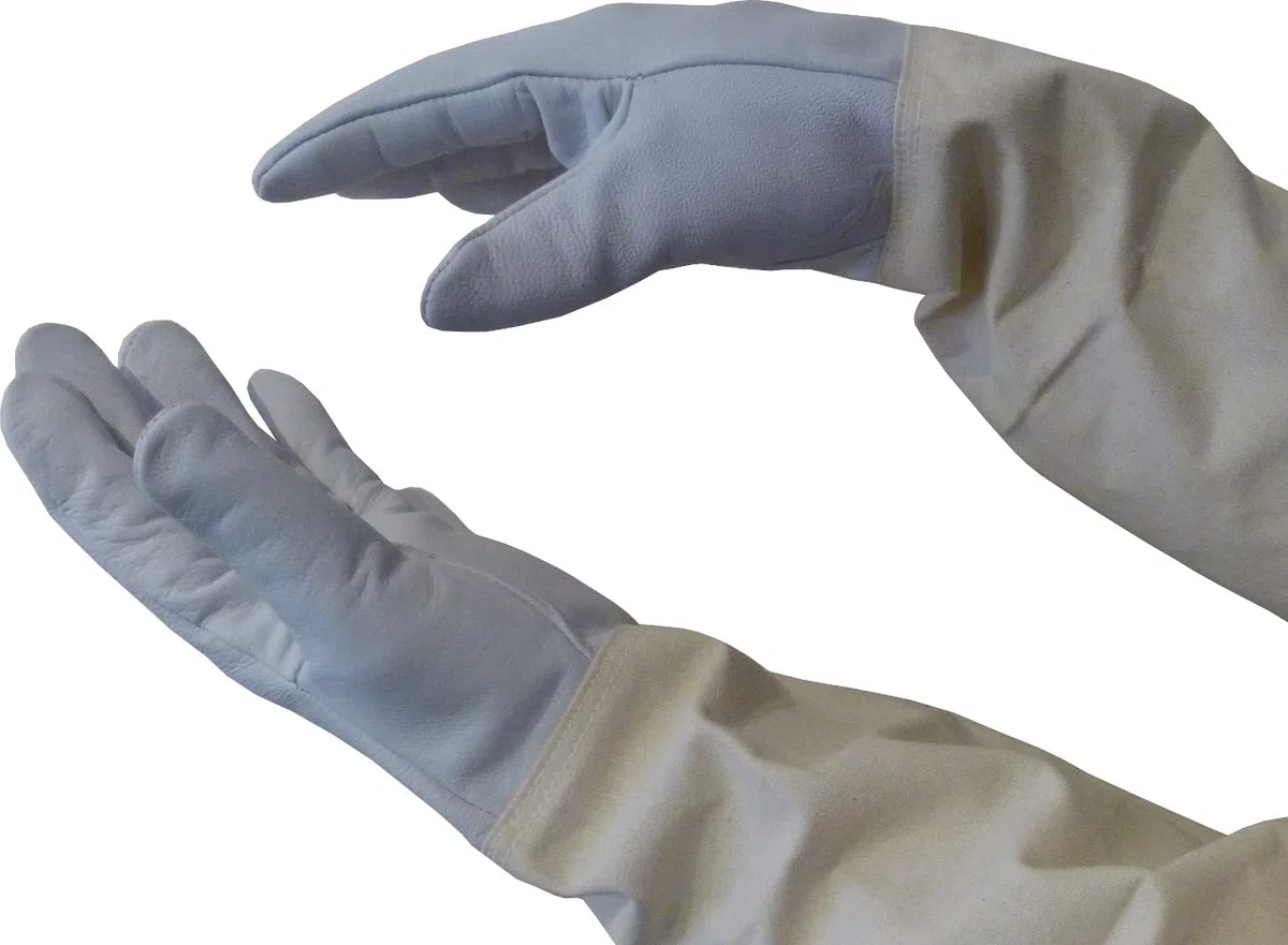 AGS Guantes de apicultor, guantes de piel de cabra para apicultura, guantes de protección (pequeño)