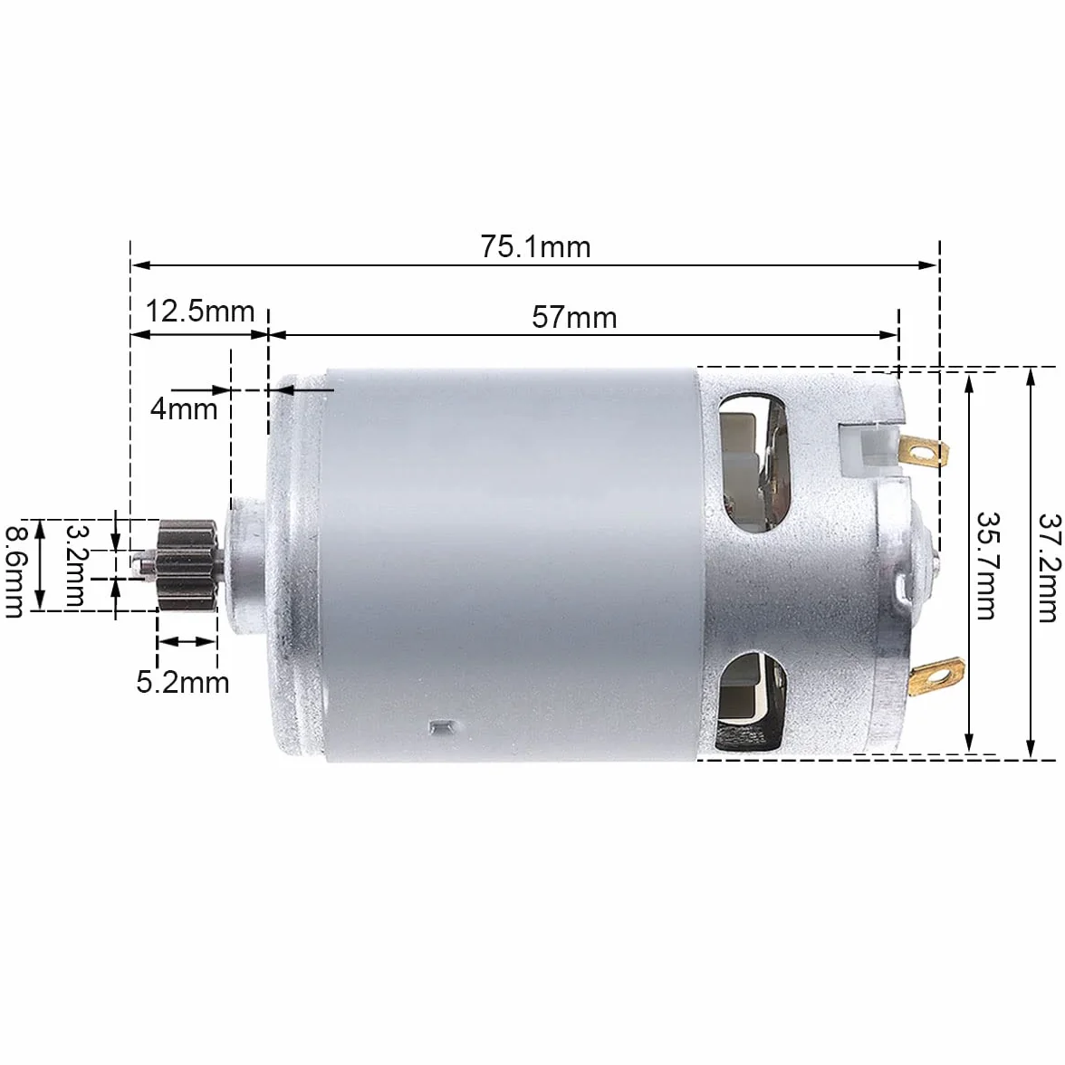 ChgImposs RS550 - Motor CC de 21 V y 19500 RPM con dos velocidades, 12 dientes y caja de engranajes de alto par para taladro eléctrico/destornillador