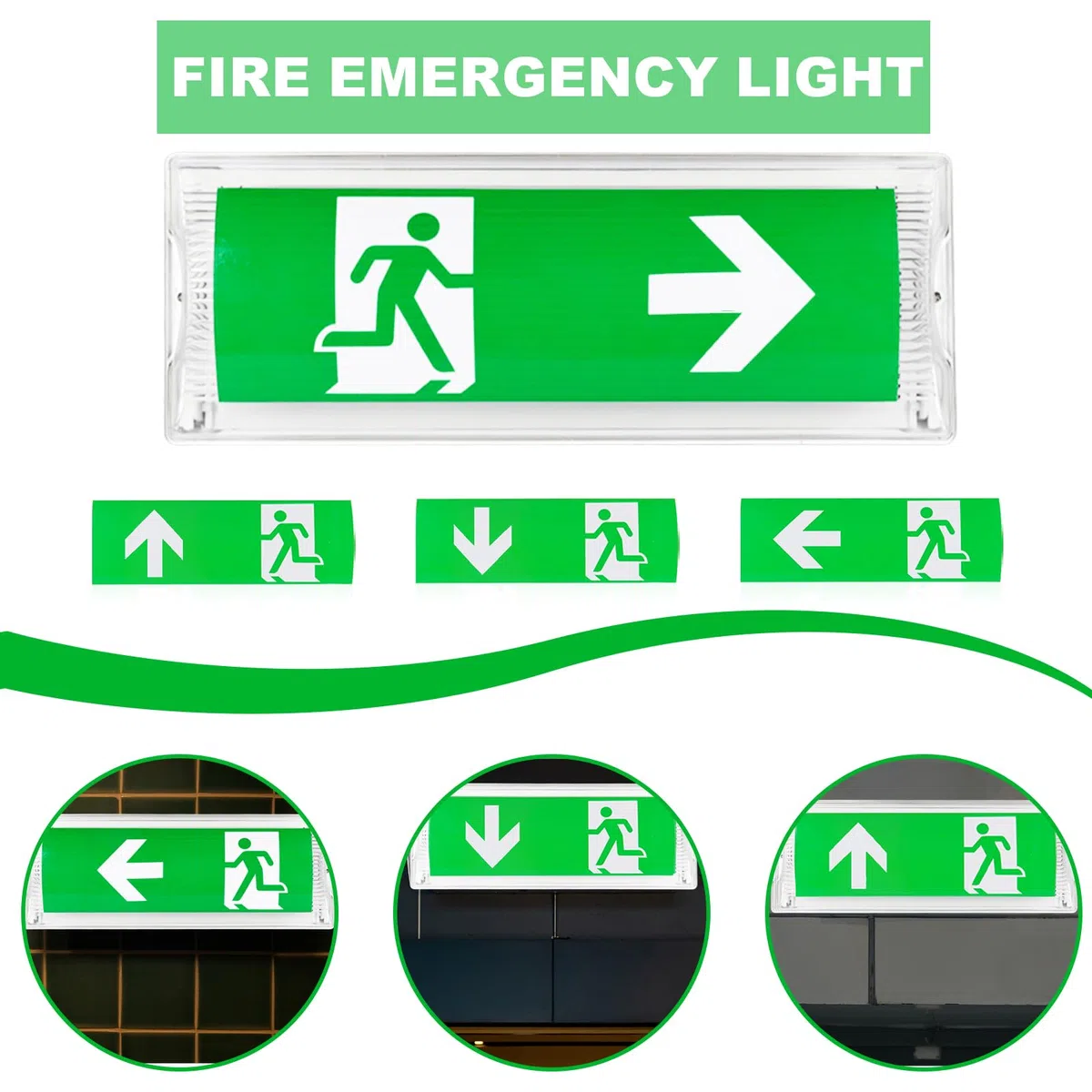 LED-Notbeleuchtung: IP65 Impermeable Iluminación De Emergencia, Lámpara De Salida LED Con Batería De Rescate 3h, Luminaria De Salida De Rescate Con 4 Pictogramas Para Todas Las Instalaciones
