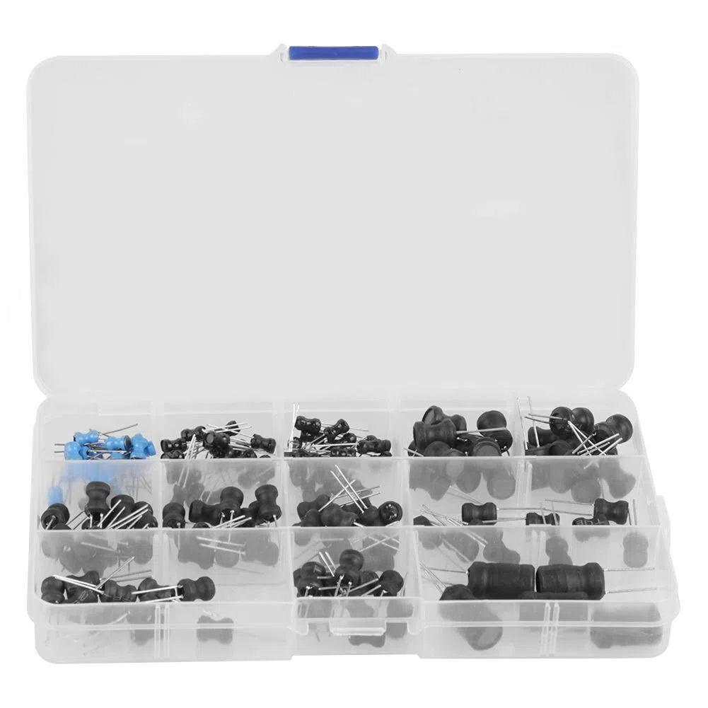Nikou Inductor - Inductor Bobina Inductores Electrolíticos Capacitor Surtido Kit Gama 10uH-10mH 12 Valores Inductores de estrangulación Surtidos Kit con Caja de Almacenamiento