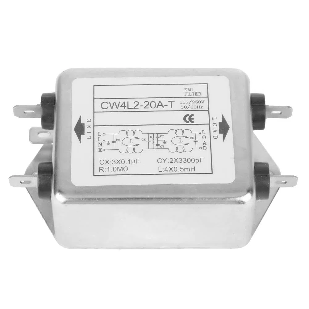 Filtro EMI de línea de alimentación CW4L2-20A-T, supresor de ruido del purificador de potencia de alto rendimiento del terminal 115V/250V 20A 50/60Hz