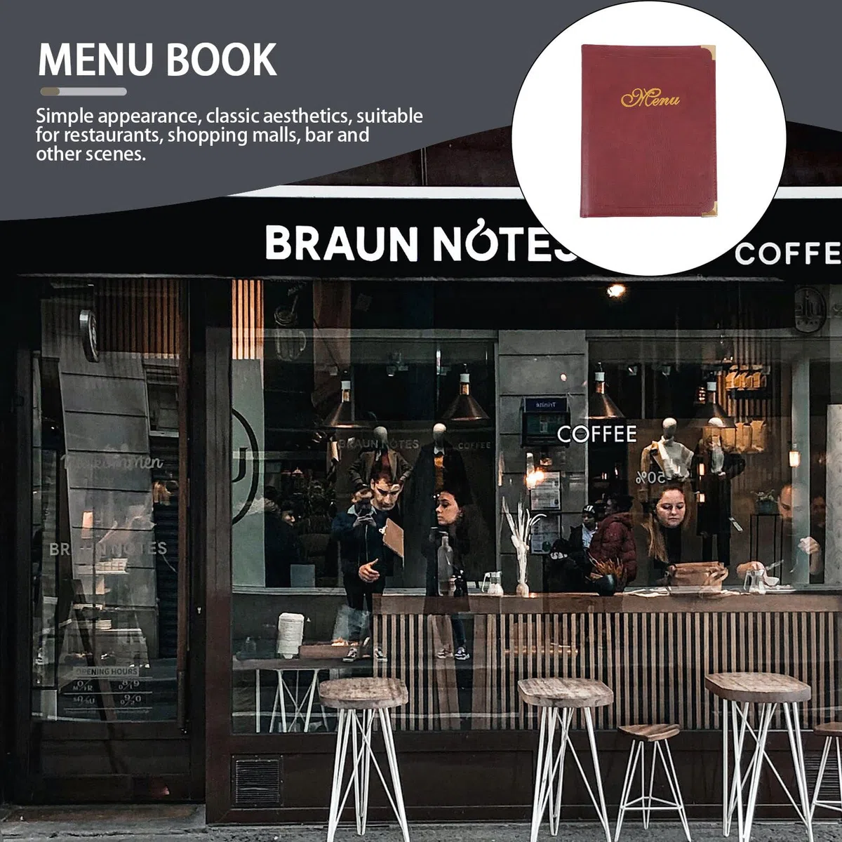 Homoyoyo Carpeta para Mostrar Menú Tamaño A4 Piel Sintética Color Vino Cubierta Transparente Soporte para Menús Restaurantes y Bares Adecuado para Presentación y Organización Profesional