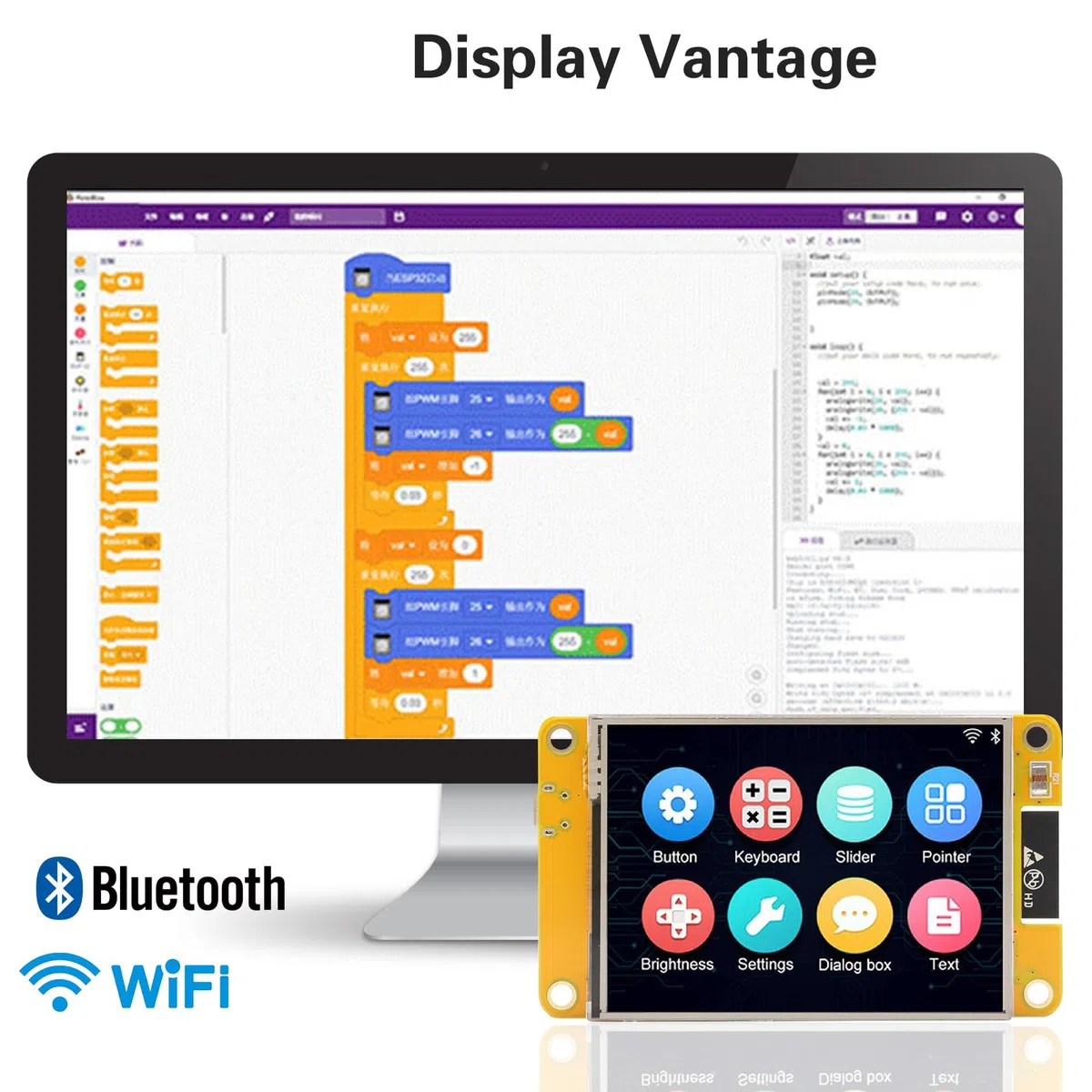 Binghe 2.8" ESP Display, ESP Placa de Desarrollo con WiFi Bluetooth 240 x 320 Pantalla ESP Inteligente Módulo TFT táctil High-Speed IoT Connectivity Compatible con Arduino/LVGL