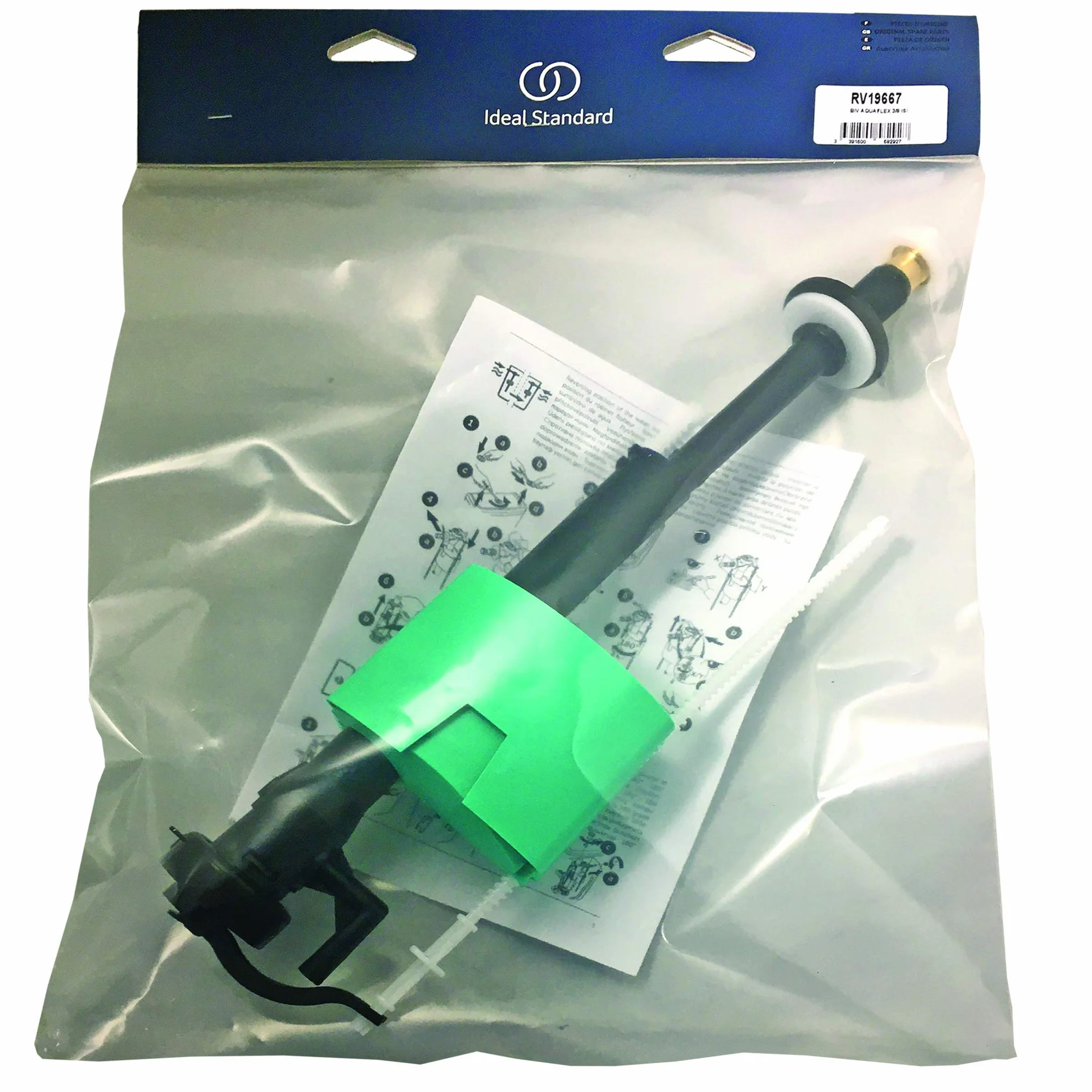 Ideal Standard – Grifo flotante Aquaflex con alimentación lateral universal mecanismo para caza de agua, certificado NF RV19667, color negro