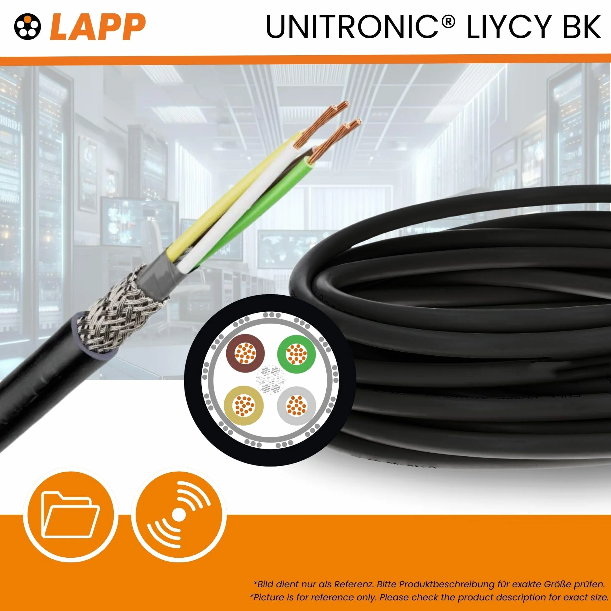 Lapp 1030517 LiYCY - Cable de control blindado apantallado (10 m, 2 x 0,5 mm², resistente a los rayos UV, 2 conductores, cable de datos para exteriores, cable de soldadura, cable de conexión, LED)