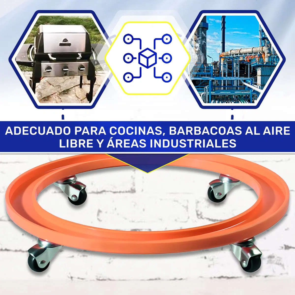 Soporte Bombona Butano Gas Ø 320-250 mm con 4 Ruedas Giratorias Metálicas - MONTERAL