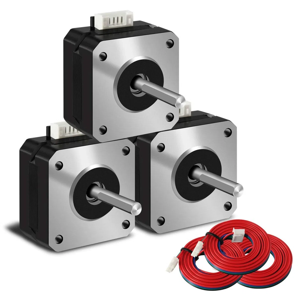 Nema 17 Motor paso a paso 42 x 23 mm Pancake Motor 1.5 A-3.8 V 2 fases 4 cables 1.8 grados con cable de 1 metro para motores de impresora 3D 3 unidades