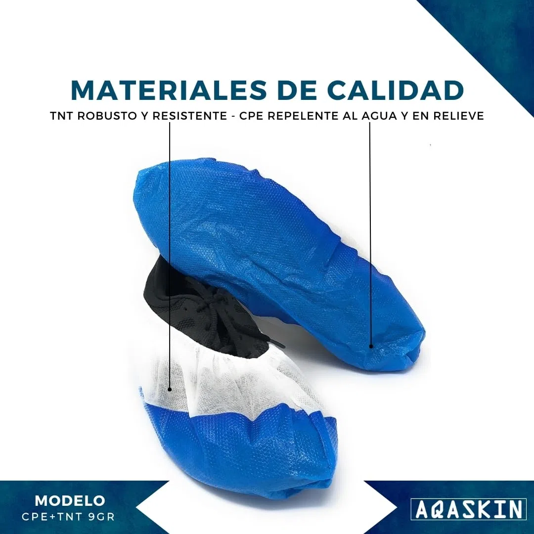 Cubrezapatos desechables antideslizantes, impermeables, de alta resistencia, Calzado desechable en CPE + TNT EXTRA RESISTENTE 100 piezas