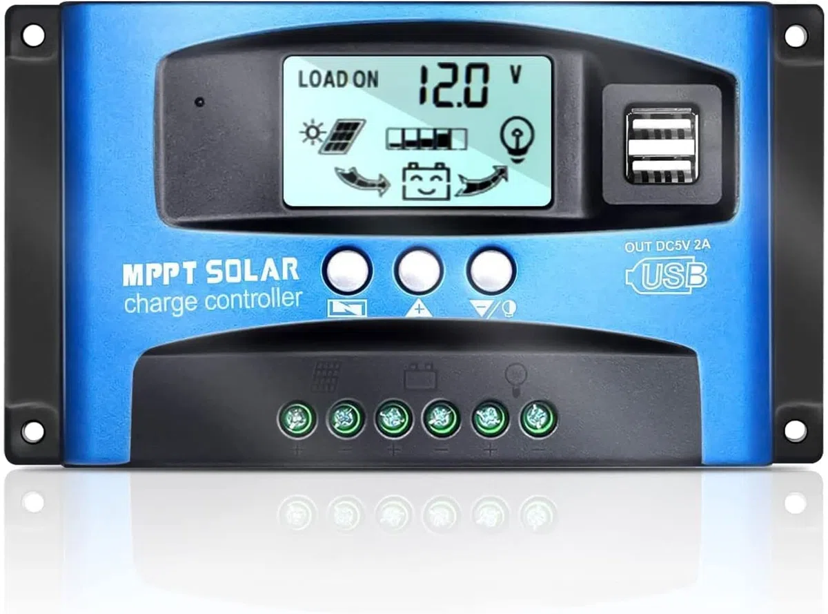Yoving Controlador de Carga Solar MPPT 100A 12V/24V Automático - Regulador Inteligente para Paneles Solares con LCD, Protección contra sobretensión, Compatible con Baterías Litio/AGM/Gel