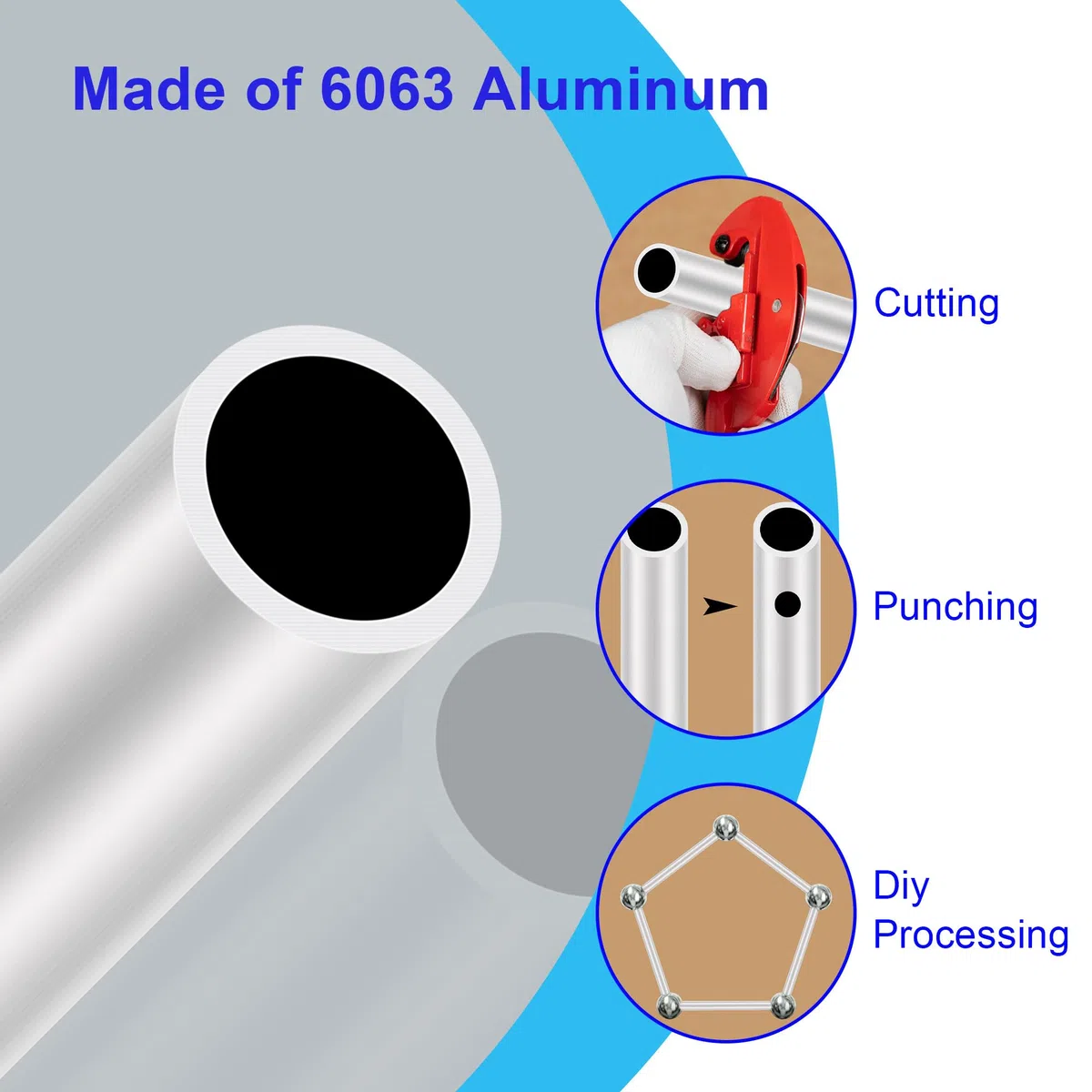 6063 Tubos de aluminio 26 mm OD/diámetro exterior x 1,0 mm de grosor de pared, 300 mm de longitud, tubo redondo de aluminio tubos rectos sin costuras (2 unidades)
