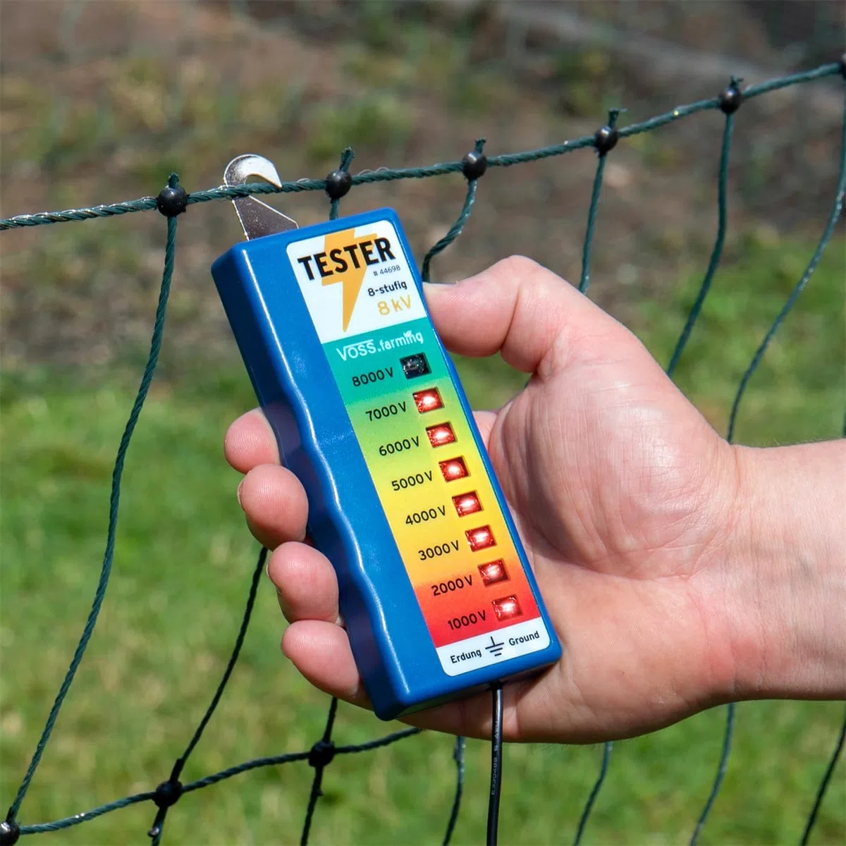 VOSS.farming Comprobador de cercas “8 kV”, 8 Niveles (1000 hasta 8000V)