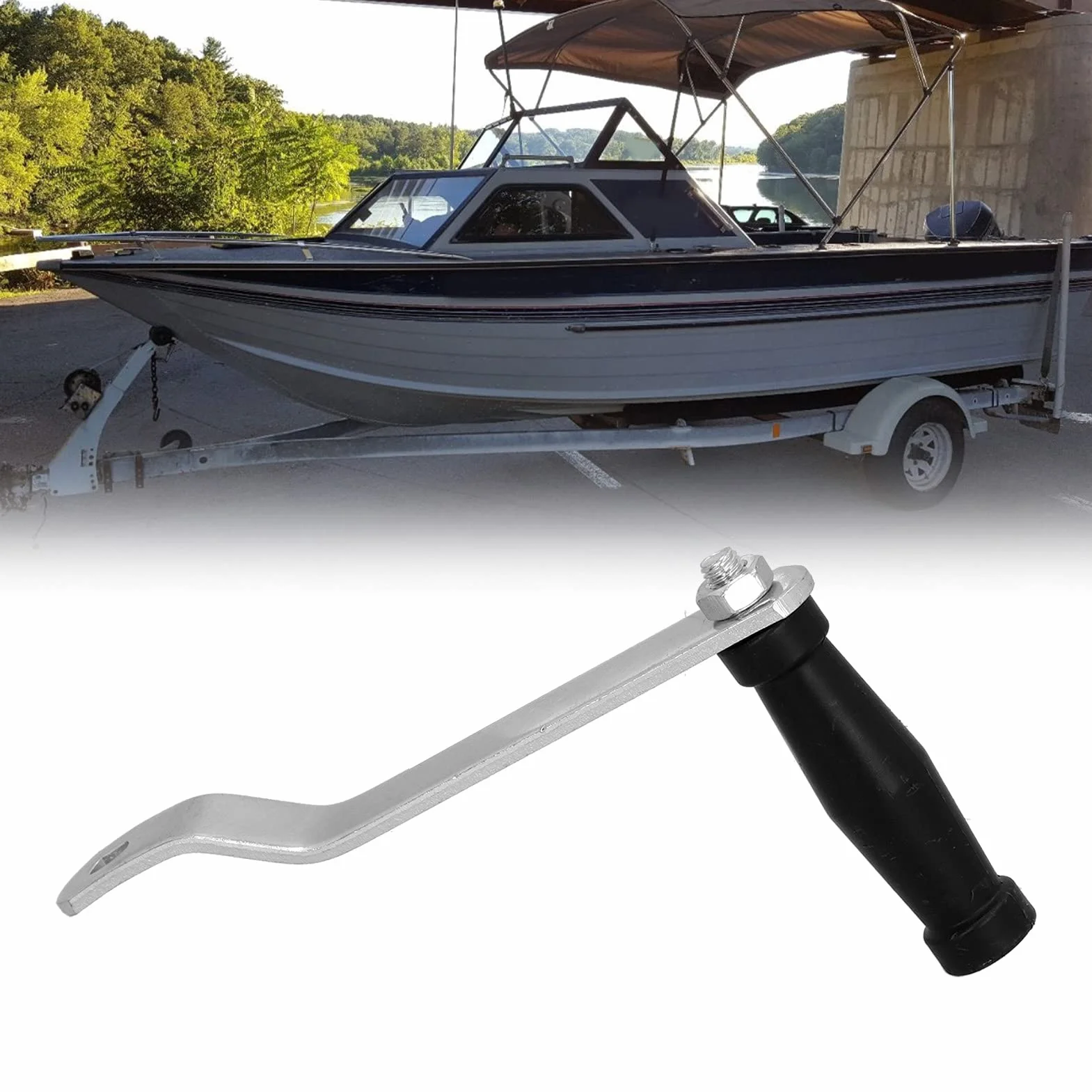 Manija de cabrestante, manivela ergonómica de Soporte de manija de cabrestante de Metal, Accesorio de reemplazo de Agarre de Bloqueo cómodo para transportador de Remolque de Barco Marino
