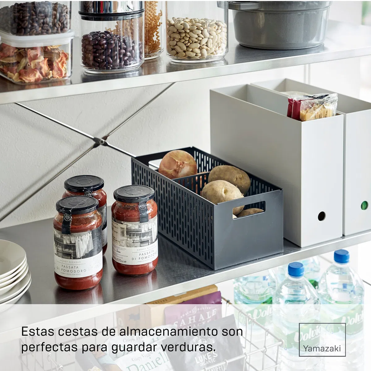 Yamazaki 5021 TOWER Vegetable Basket, black, ABS Resin, 15.3 x 32 x 12.2 cm