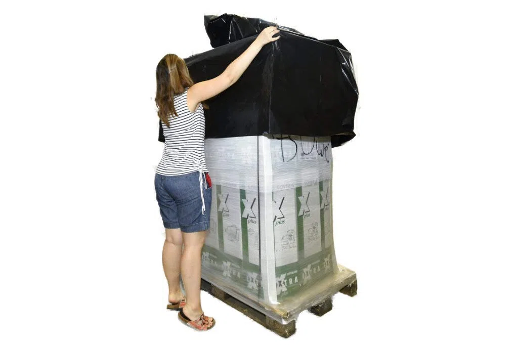 Juego de 10 fundas termorretráctiles para palés europeos + caja de rejilla para palés europeos de hasta 1,25 m de altura [1250 + 850 x 1800 mm] muy estable + fuerte [125 my] transparente e impermeable