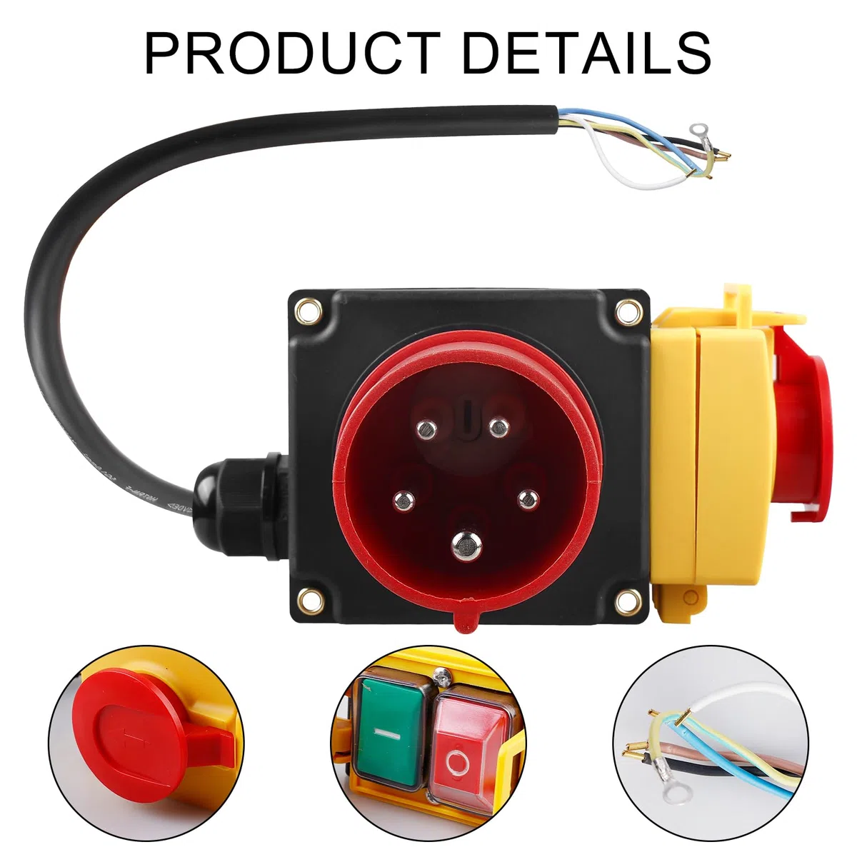 Interruptor de máquina: interruptor de 3 fases de 400 V de emergencia con enchufe CEE, resistente al agua, interruptor electromagnético, interruptor de voltaje cero, interruptor de protección del
