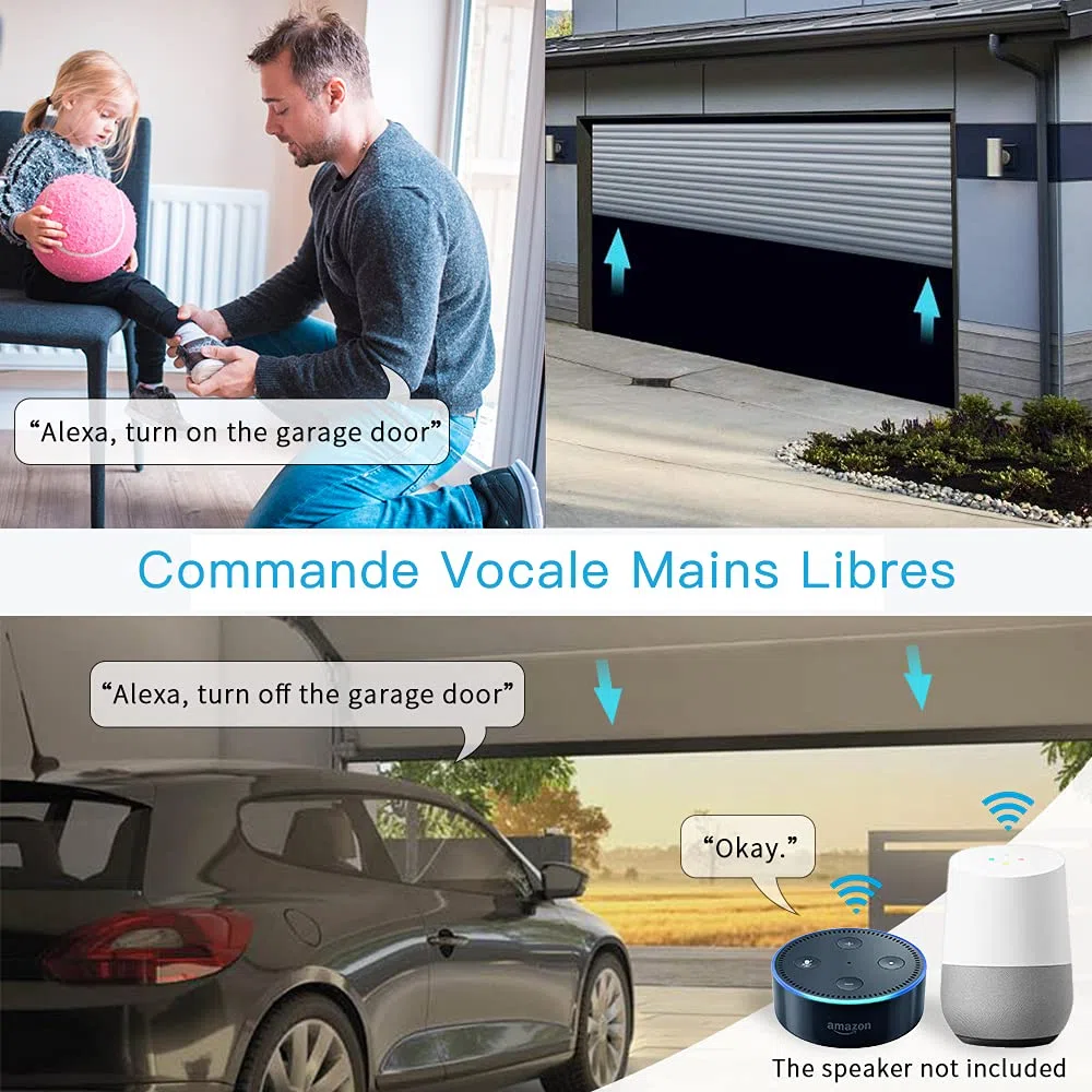 LoraTap Abridor Inteligente de Puerta de Garaje WiFi :Actualiza la Puerta de Garaje Eléctrica Existente - Alertas de Estado en Tiempo Real - Control Remoto por App - Voz Alexa & Google Assistant