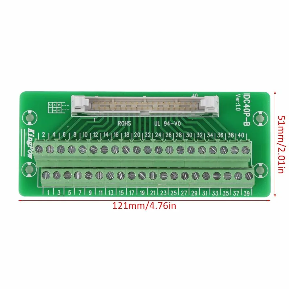 IDC40P Conector de bloque de terminales de placa de conexión de 40 pines macho Conector Interfaz PLC con soporte Adecuado para PLC,Servo y montaje en riel DIN.