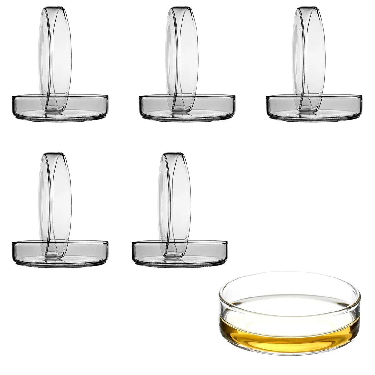 5 placas de Petri, placas de Petri de cristal, placas de Petri de 60 x 18 mm, placas de Petri transparentes esterilizadas, para escuelas y cultivos de laboratorio, levadura bacteriana (tapa 66 x 18