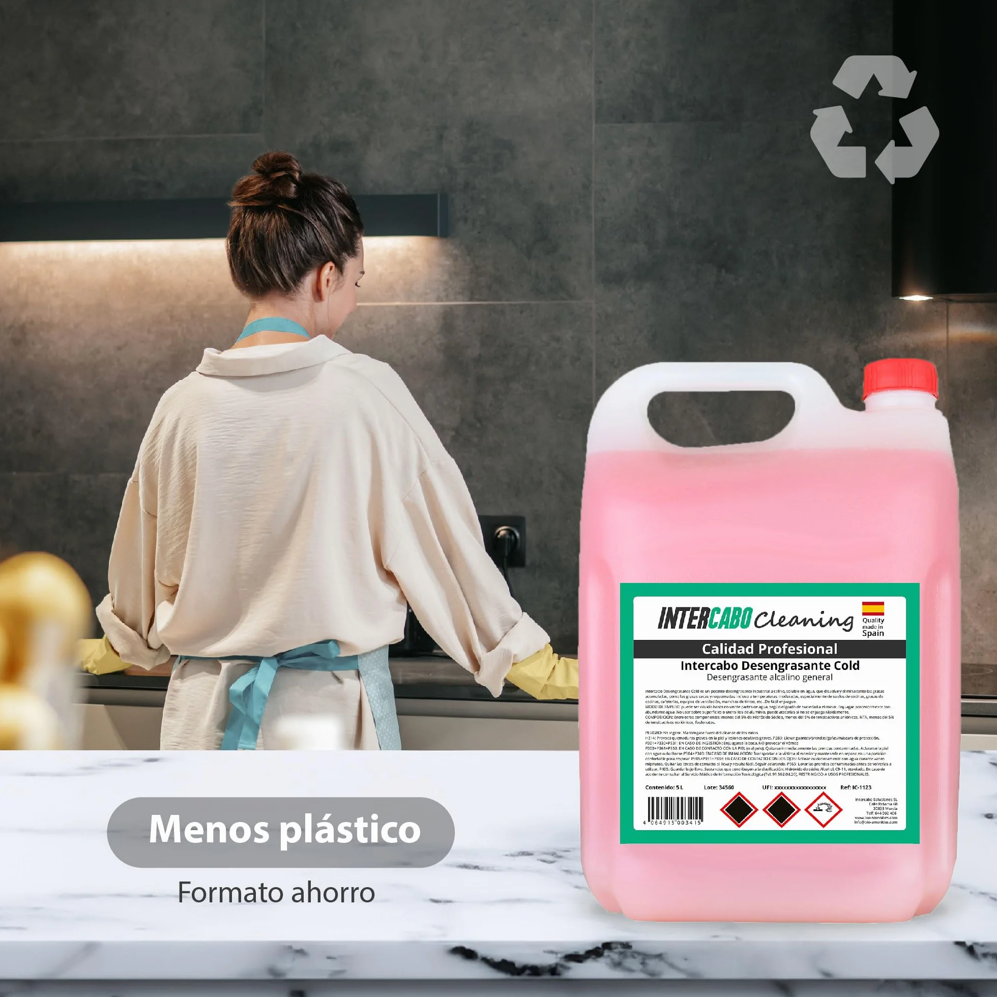 Quitagrasas Desengrasante Frío 5L • Potente Desengrasante Alcalino para Cocinas • Elimina Grasa Incrustada al Instante • Ideal para Campanas, Filtros, Hornos y Superficies Industriales