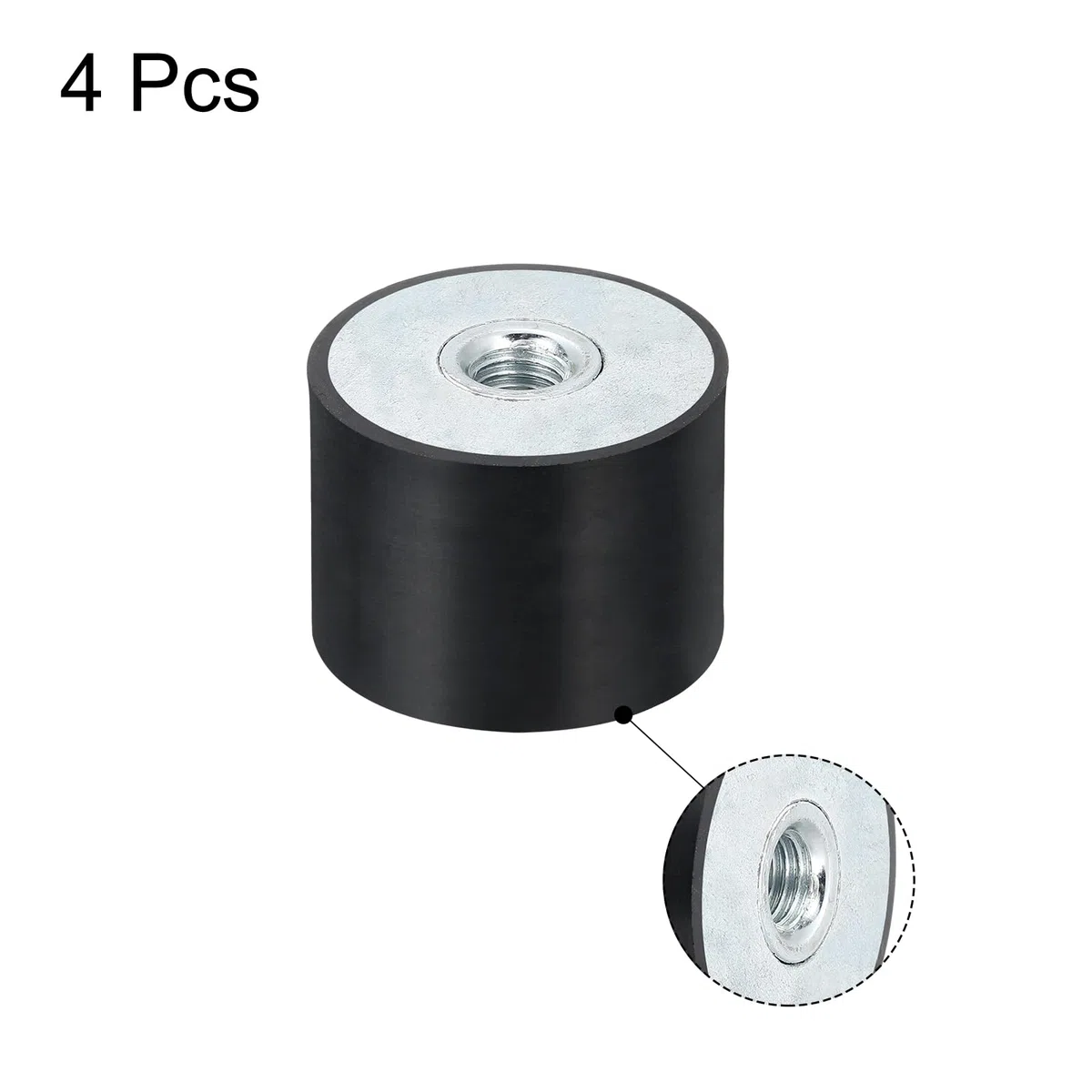 QUARKZMAN 4 casquillos roscados M10 de 40 x 30 mm, de goma, aislantes de vibraciones, reemplaza a las almohadillas antivibraciones, bloque base silencioso, plano