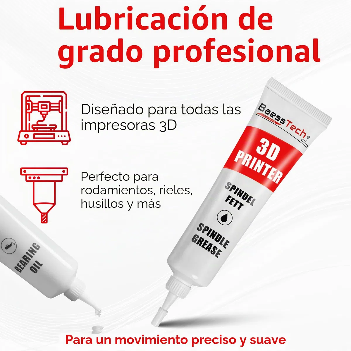 Kit de Accesorios de Grasa y Aceite para Impresora 3D Profesional - Aceite de Husillo de Grasa para Optimización de Impresión y Reducción de Ruido - Grasa Lubricante para Impresión 3D, 30ml