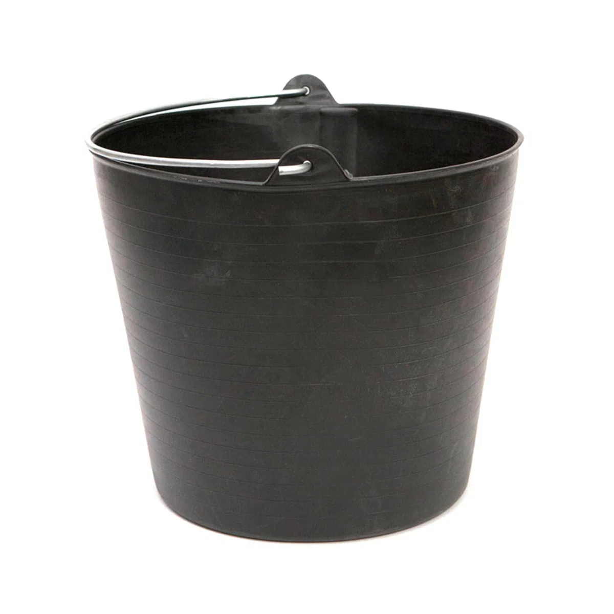 Tradineur - Pack de 4 Cubos de plástico con asa metálica, 35,1 x 30,3 cm, Ideal para Trabajo de Vendimia, Agricultura (26 litros - Negro)