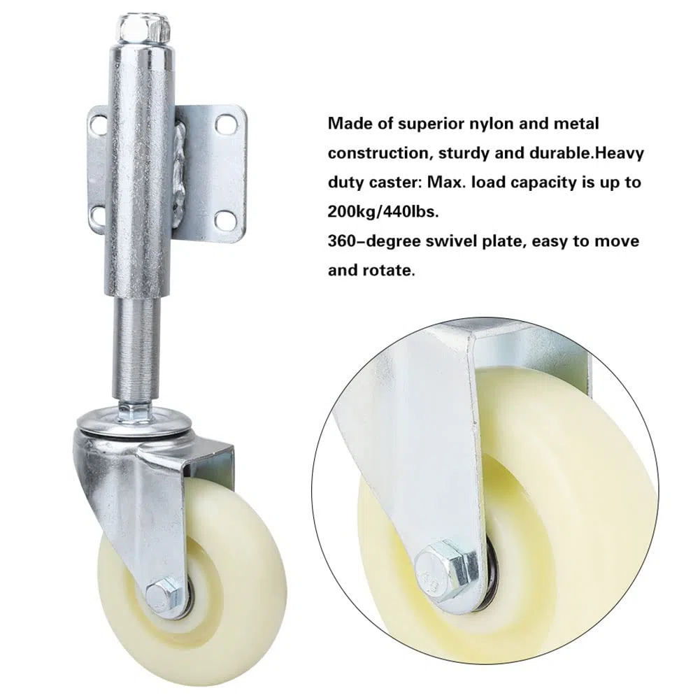 Eurobuy Rueda de Compuerta de 4 pulgadas Rueda Giratoria de Nylon con Ruedas Giratorias de Alta Resistencia Capacidad de Carga de 440 Lb