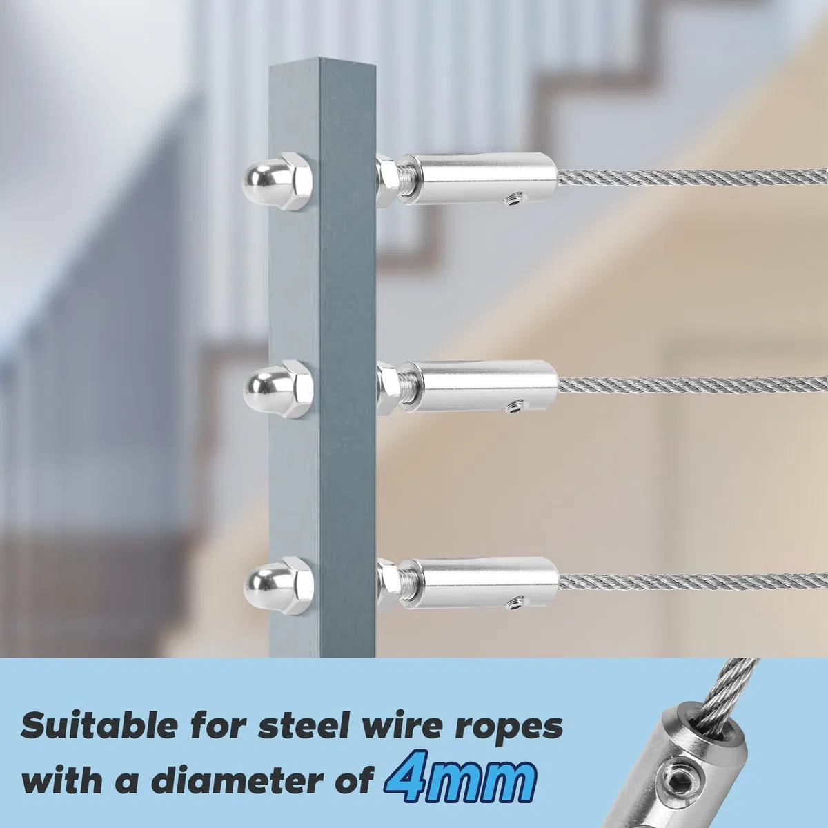 Terminal de cable de alambre de 4 mm, tensor de cuerda de alambre de acero inoxidable para fijación