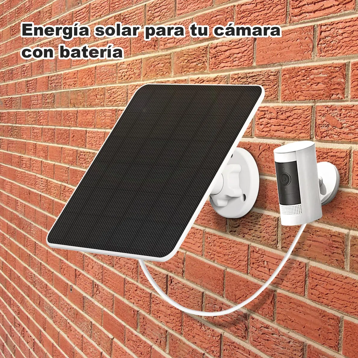 Panel Solar para Cámara Ring, 5W Panel Solar para Cámara para Ring Stick Up Cam/Pro Batería, Spotlight Cam/Plus/Pro, Wyze Batería Pro, Solar para Cámara Ring con Cable de 9,8 Pies, Pack de 2