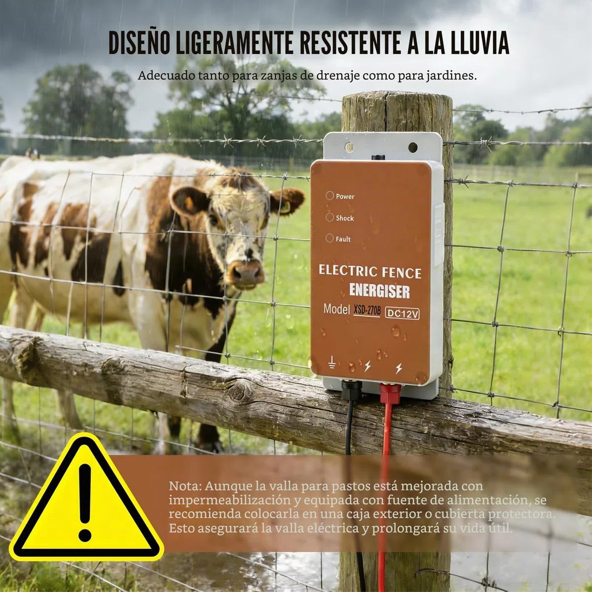 Pastor Electrico 1,5J/10kV baja impedancia – Potente equipo 10 km para pastos pequeños. Protección para ganado, ovejas, aves contra jabalíes. Controlador impermeable.