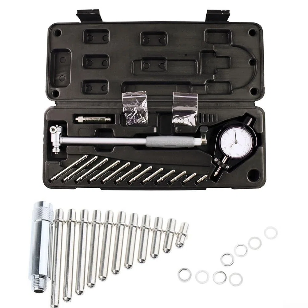 Precisions Micrómetro de diámetro interno 18-160 mm, precisión de 0,01 mm, calibre de acero inoxidable con yunque reemplazable, para medición de motor/cilindro (35-50)