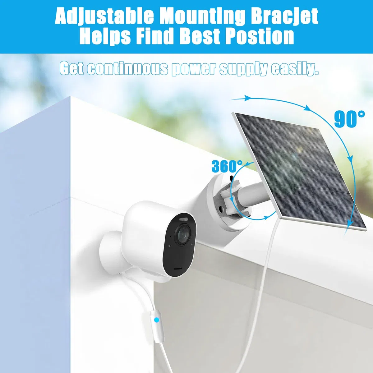 Panel solar de 6 W compatible con Arlo Pro 3/Pro 4/Pro 5S/Ultra/Ultra 2/Go 2, cargador de energía solar para cámara Arlo con luz indicadora, cable de 13 pies IP66