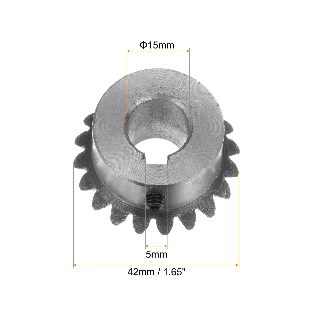 sourcing map 2uds Bisel Engranaje 2M 20 Dientes 15mm Eje Agujero 1:1 Cónico Piñón Engranaje con 5mm Chavetero 45# Acero 2 Módulo 90 Grados Dirección con M5 Agujero de Fijación